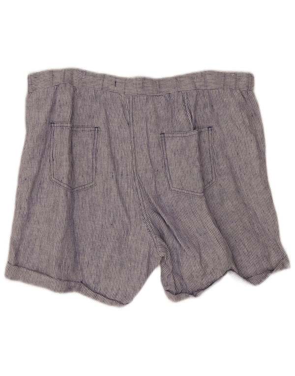 Marks & Spencer Damen-Freizeitshorts, Größe 18, W36, L5, blau gestreiftes Leinen