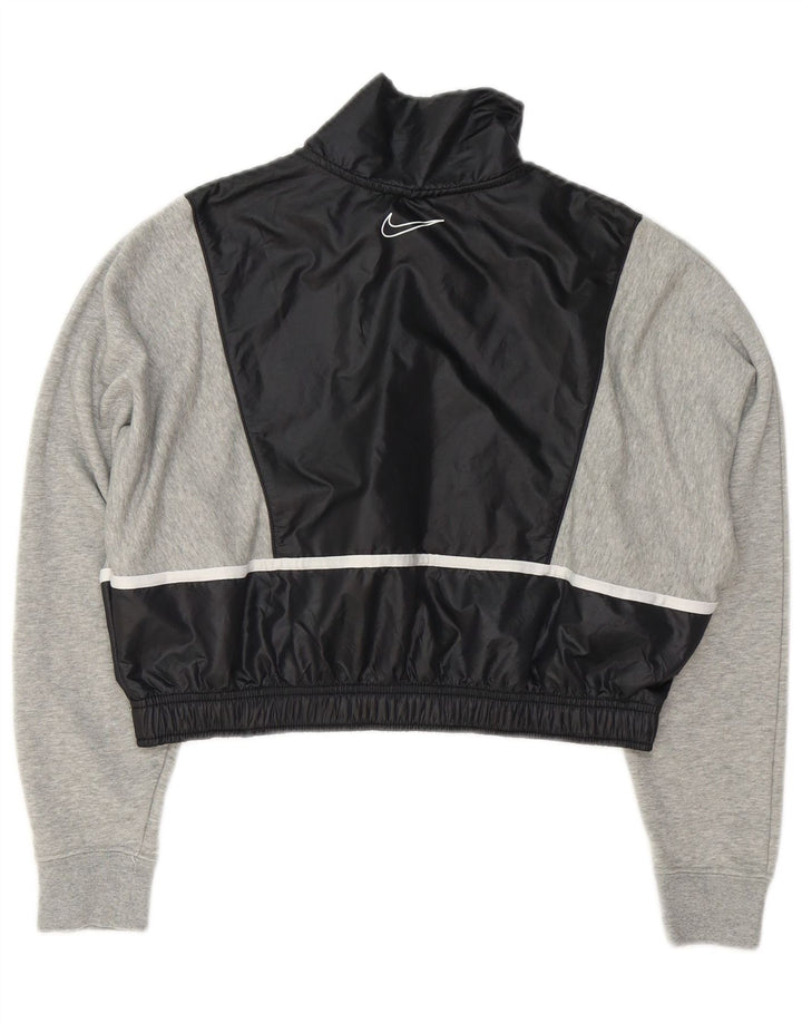 Nike Damen-Pullover, übergroßer Crop-Sweatshirt, Gr. 10, Größe S, Grau, Farbblock