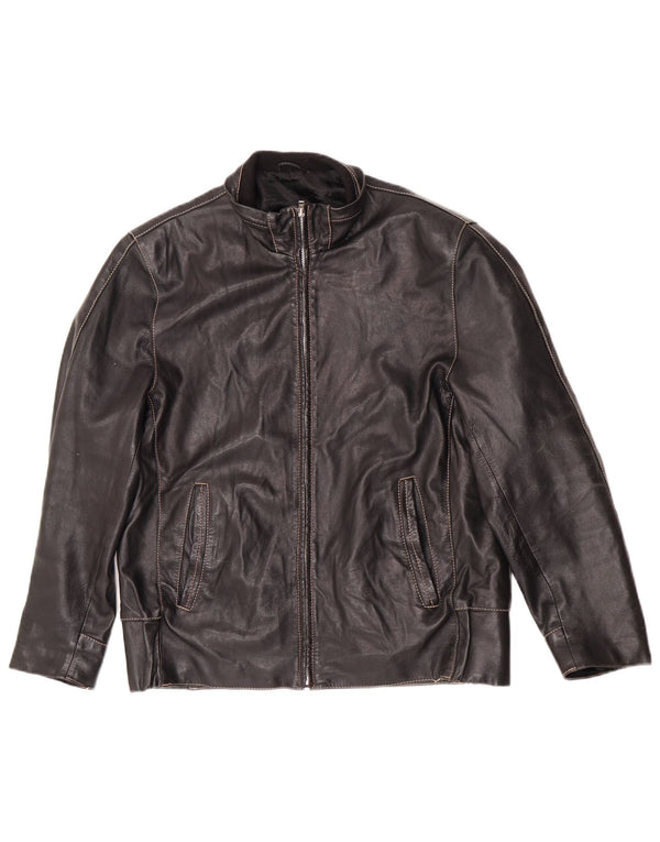 Vintage Herren-Reißverschluss-Lederjacke IT 50 Large Black Biker