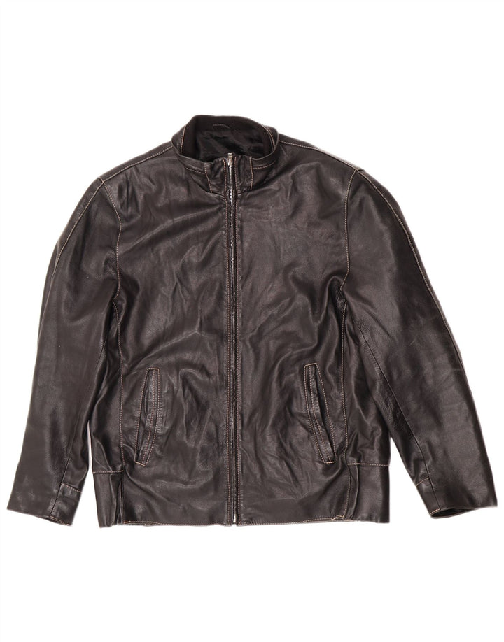 Vintage Herren-Reißverschluss-Lederjacke IT 50 Large Black Biker