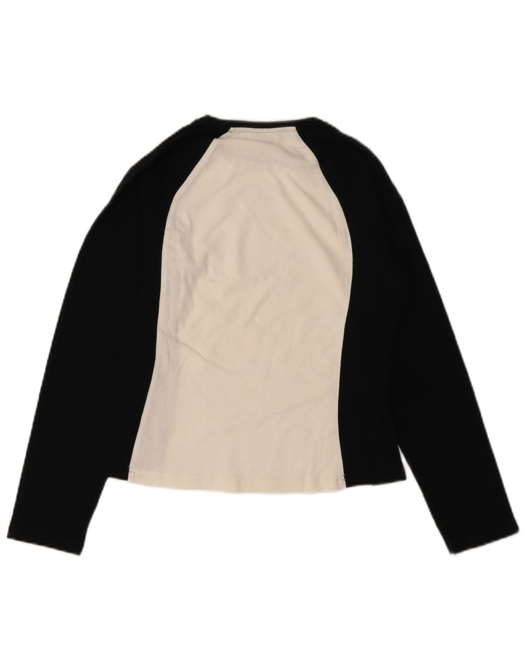 FILA Damen Crop Top Langarm IT 40/42 Small Schwarz Colourblock Baumwolle