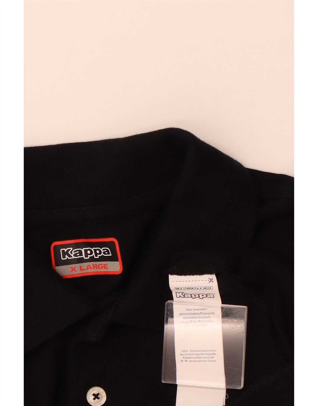 KAPPA Herren Poloshirt XL Schwarz Baumwolle
