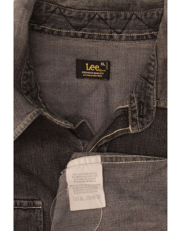 Lee Herren-Jeanshemd XL aus grauer Baumwolle