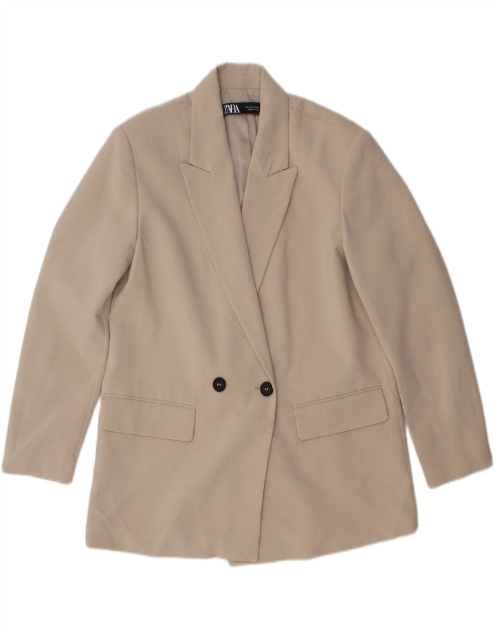 Zweireihiger Blazer für Damen von ZARA, Gr. 10, Größe S, Beige, Polyester