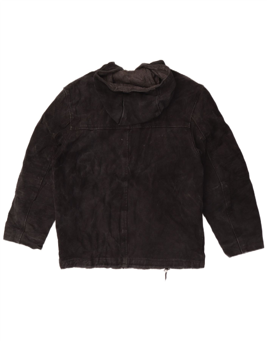 Privilegi Damen Wildlederjacke mit Kapuze IT 44 Mittelschwarzes Leder
