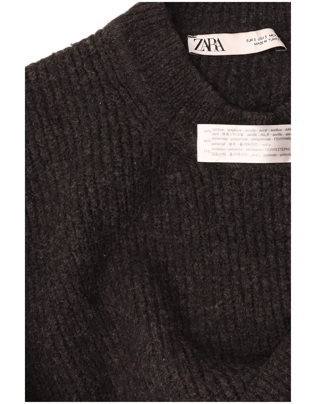 Zara Damen Crop-Oversize-Pullover mit Rundhalsausschnitt, Gr. 10, Größe S, Grau
