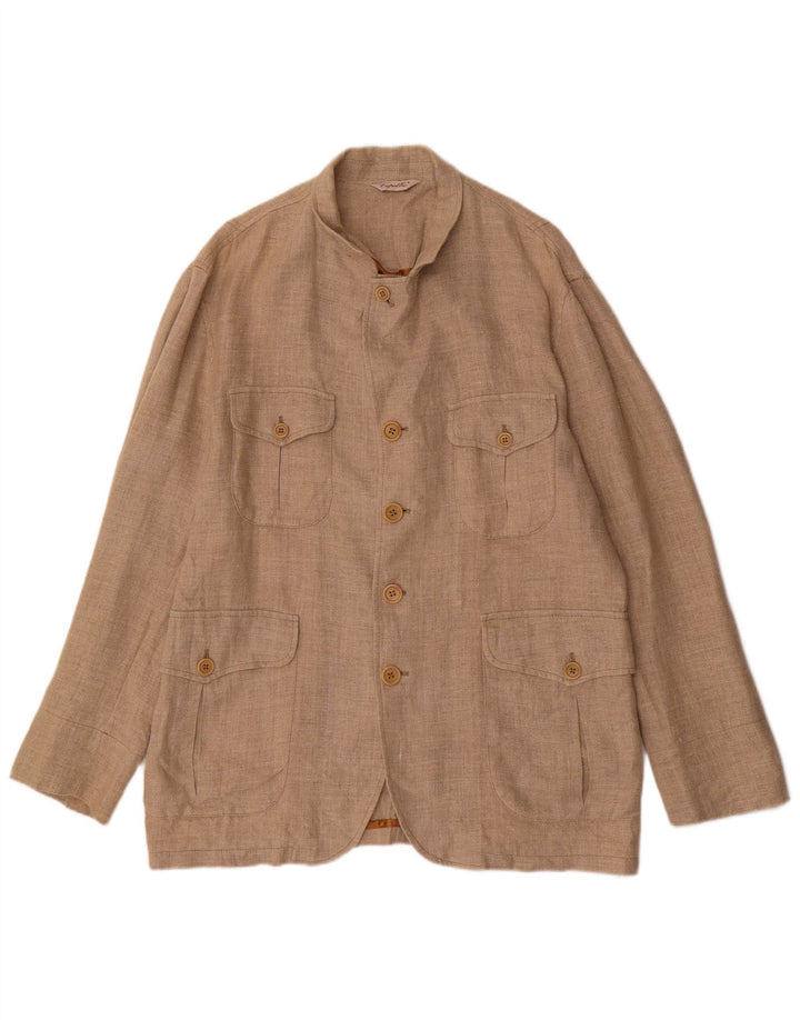 Capalbio Herren Utility Jacke IT 52 XL Beige Leinen
