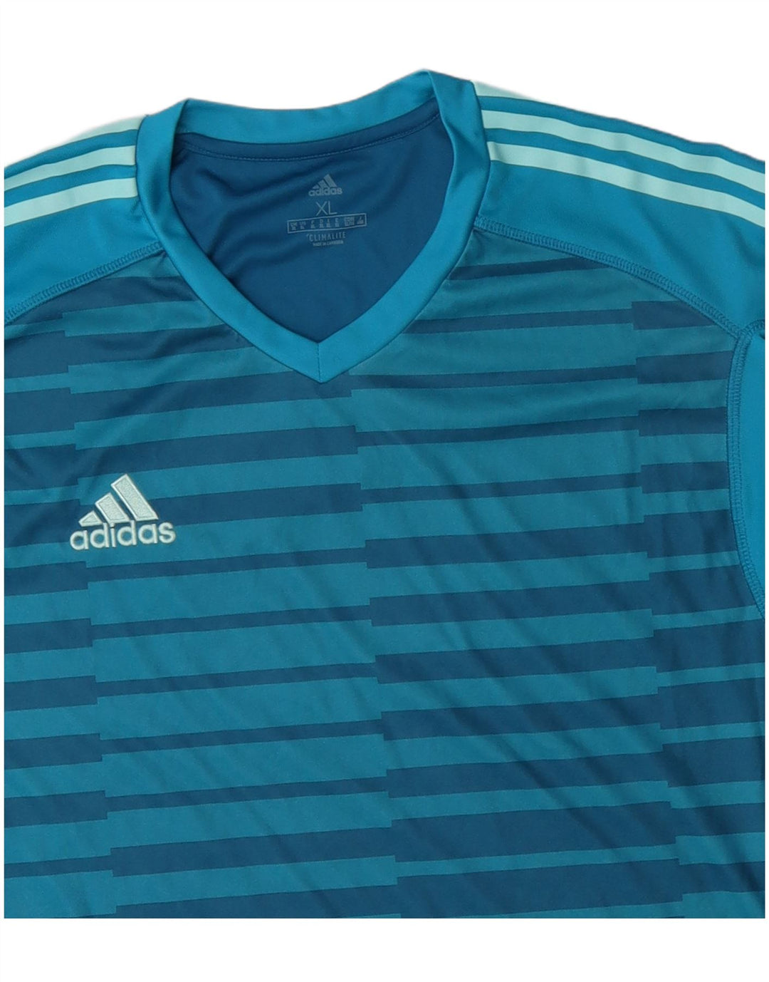ADIDAS Herren Climalite T-Shirt Top XL blau gestreift Polyester