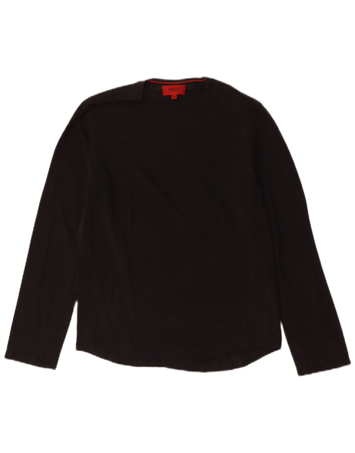 Hugo Boss Herren-Top, langärmelig, klein, schwarze Baumwolle