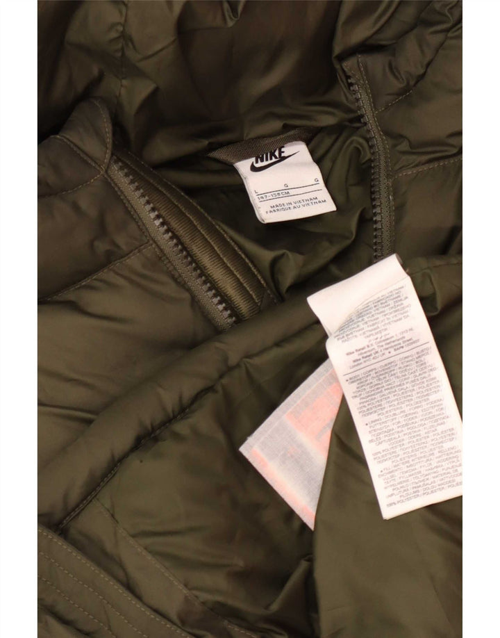 Nike Wattierte Jacke mit Kapuze für Jungen, 12–13 Jahre, Größe L, Grün, Farbblock