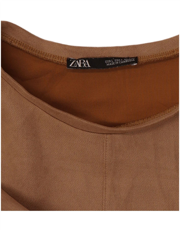 Zara Damen Etuikleid UK 16 Large Braun