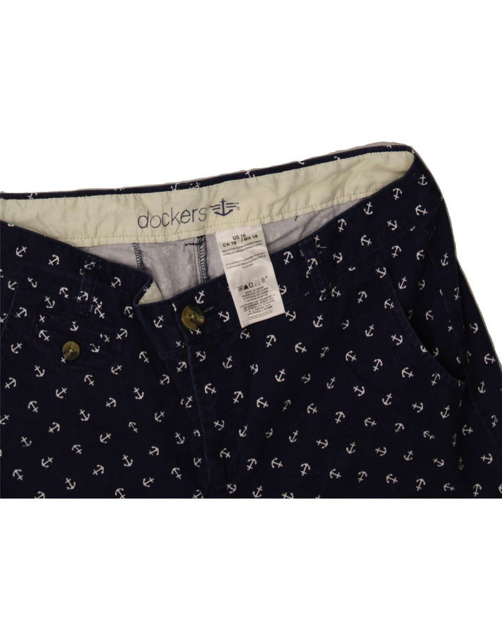 DOCKERS Womens Abstract Pattern Chino Shorts US 16 2XL W36 Navy Blue Vintage Dockers and Second-Hand Dockers from Messina Hembry 