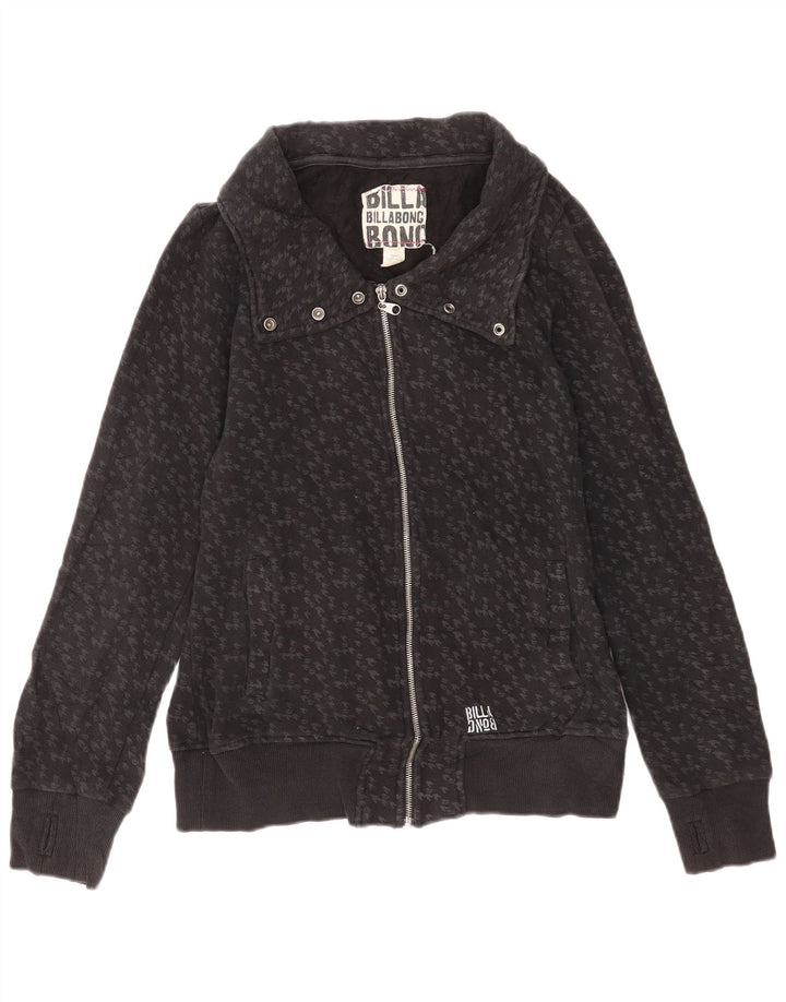 Billabong Damen-Trainingsanzug-Top-Jacke, UK-Größe 44, Größe L, graue Baumwolle mit Hahnentrittmuster