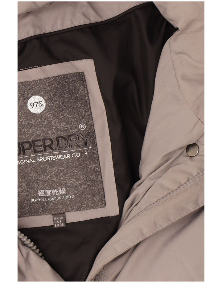 Superdry Damen Übergroßer, grafischer, wattierter Mantel mit Kapuze, UK 10, Größe S, Grau