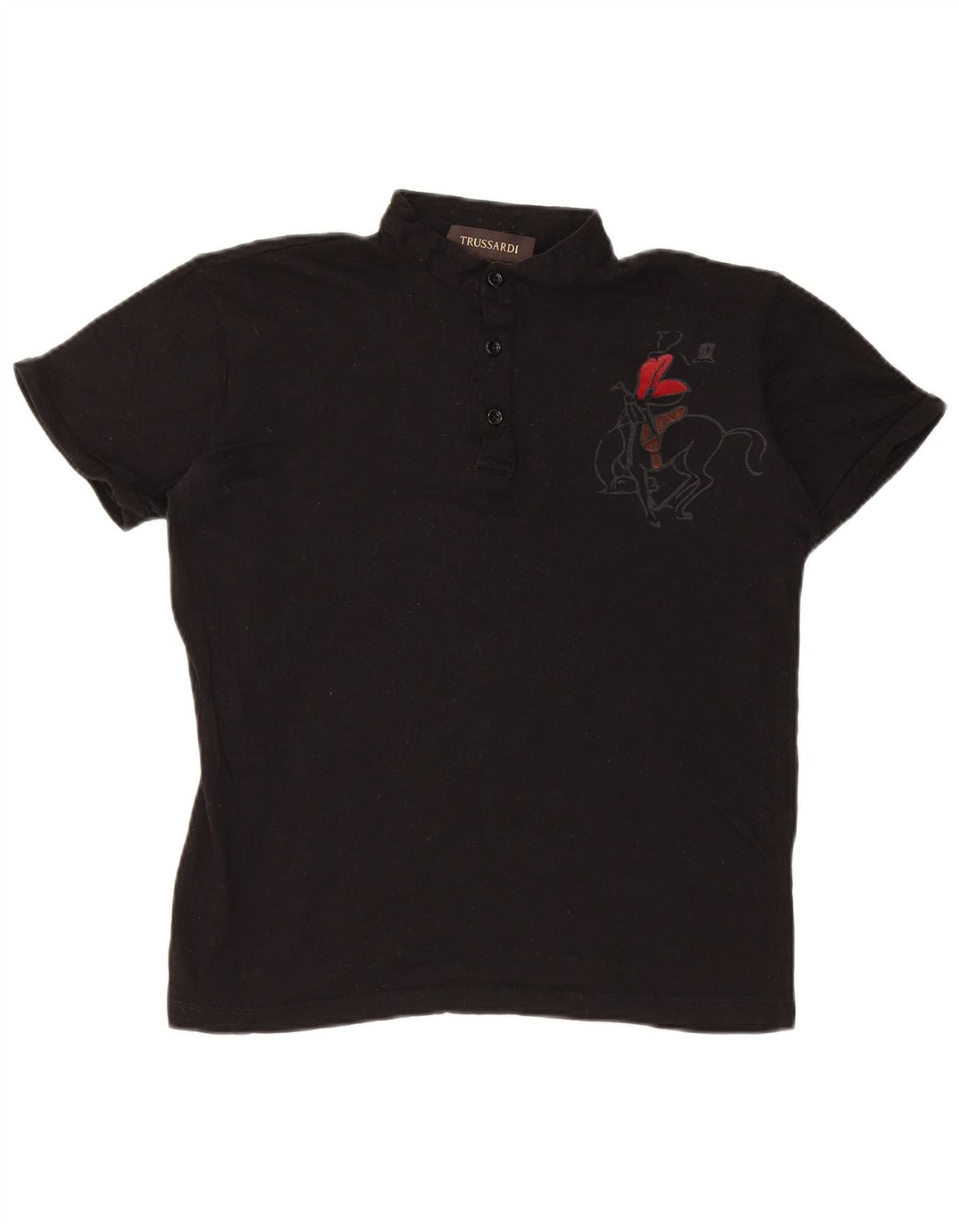 Trussardi Damen Grafik-Poloshirt UK 14 Medium Schwarz