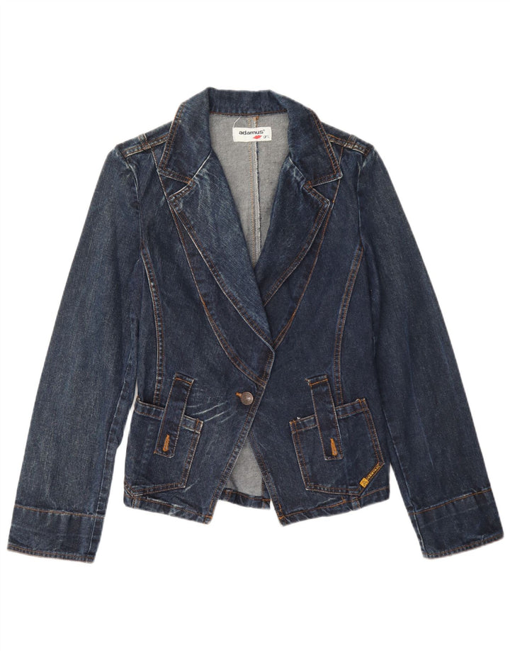 Vintage Damen Denim 1 Knopf Blazer Jacke UK 10 Small Blue