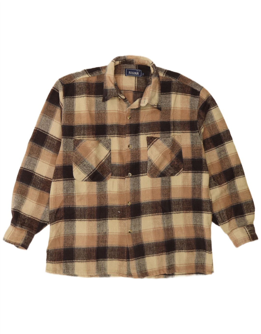 Regina Herren Flanellhemd 2XL Beige Karo Acryl