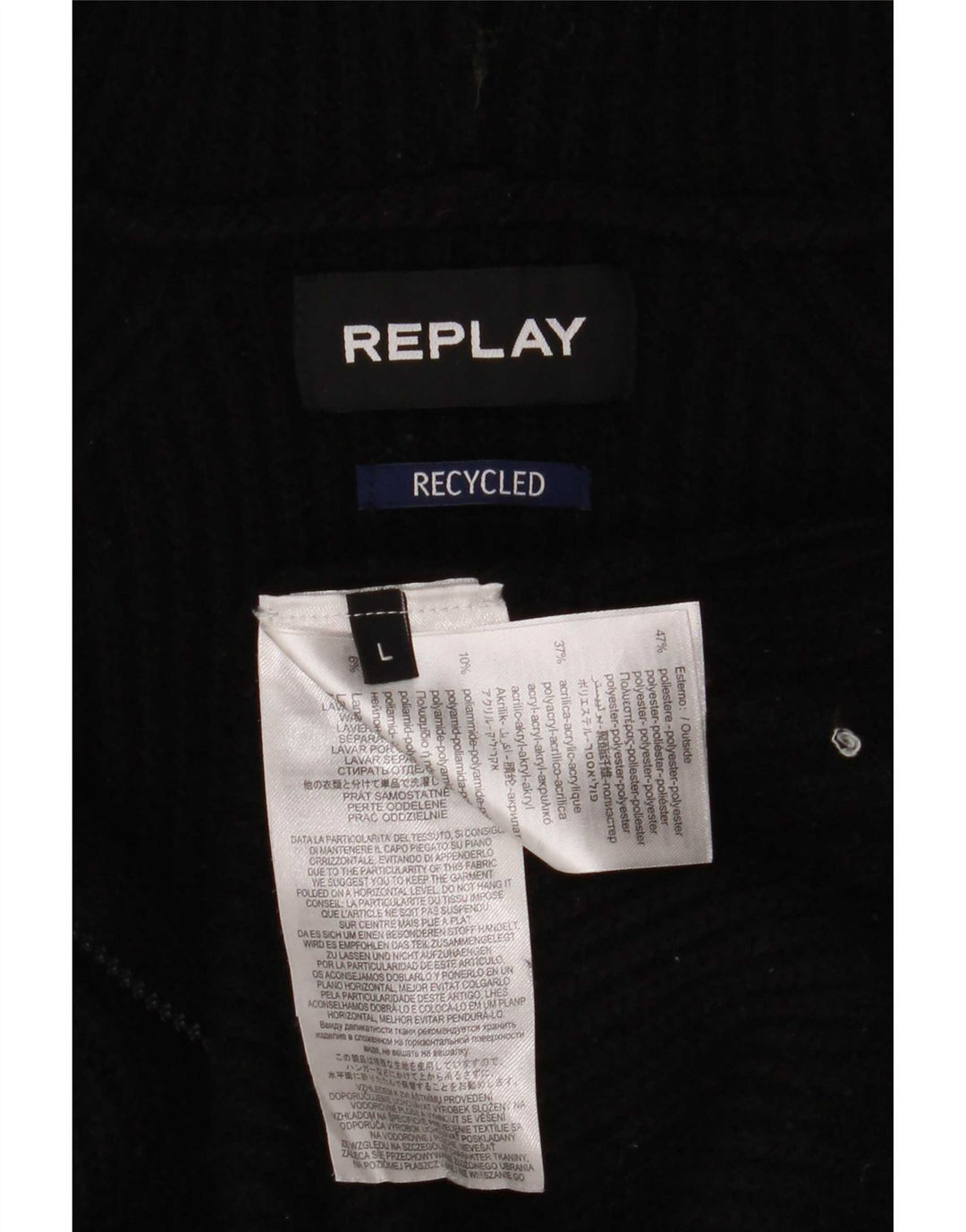 Replay Herren-Pullover mit Kapuze, groß, aus schwarzem Polyester