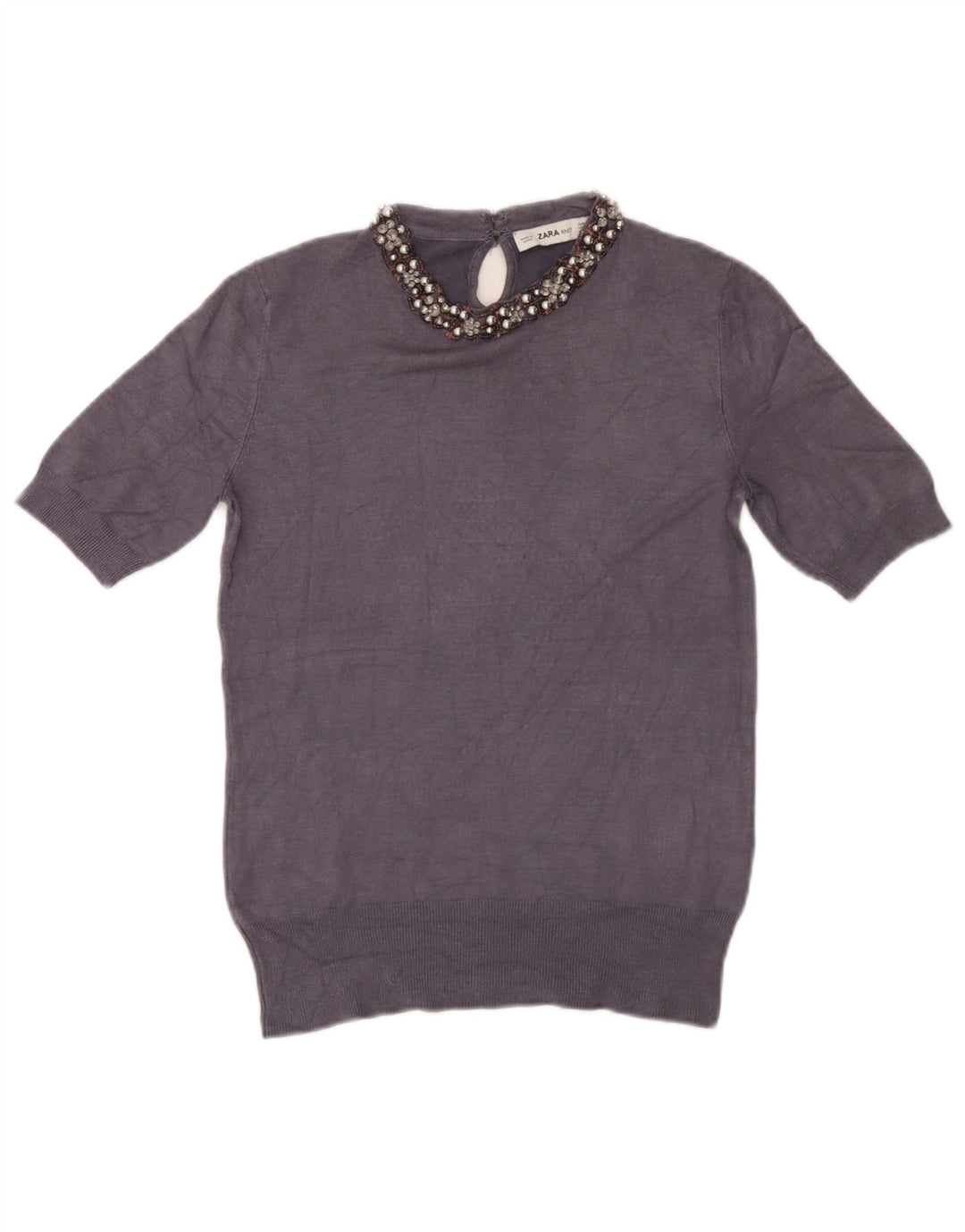 Zara Damen Bluse Top UK 12 Medium Marineblau