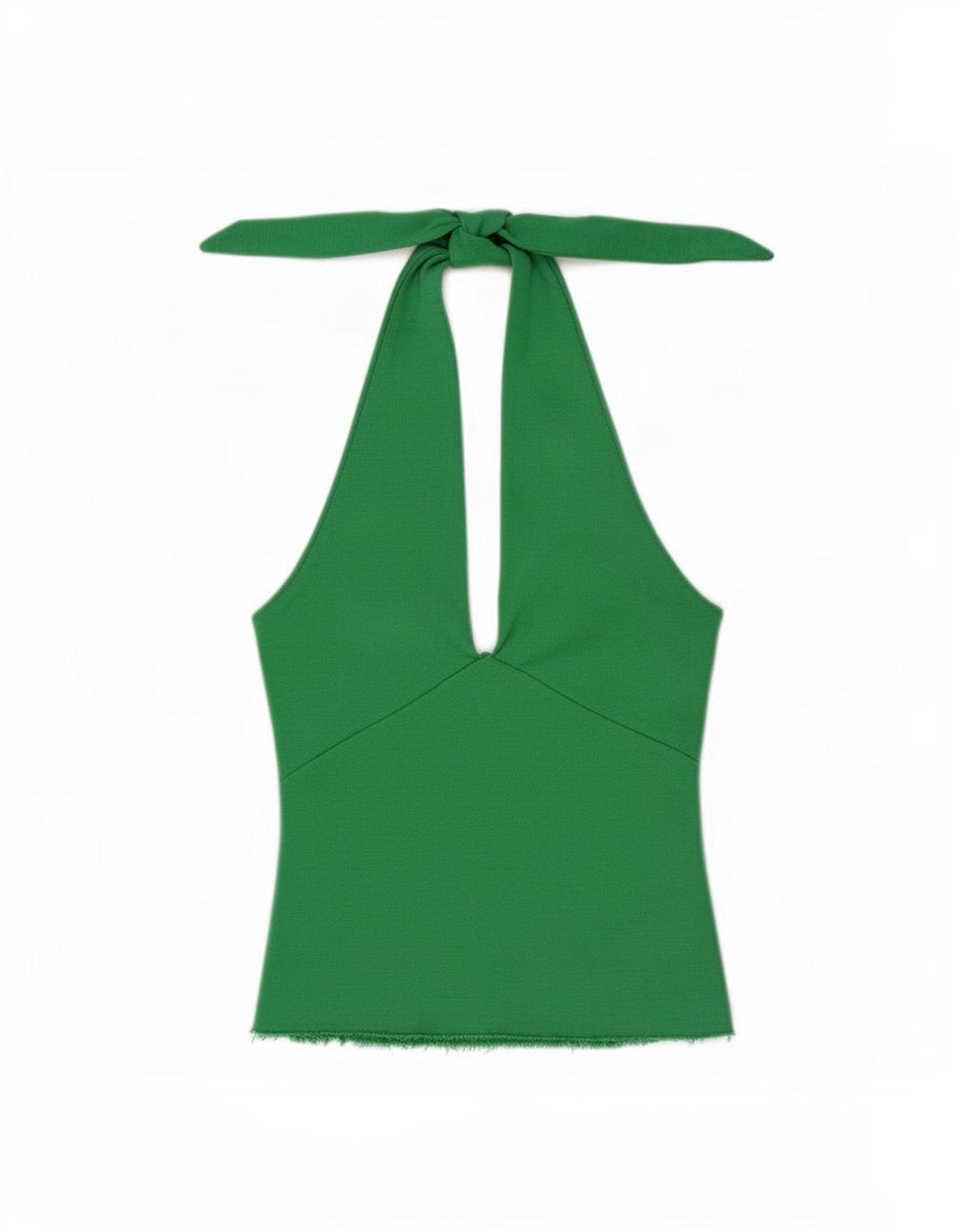 Zara Damen Crop Neckholder Top UK 12 Mittelgrüne Baumwolle