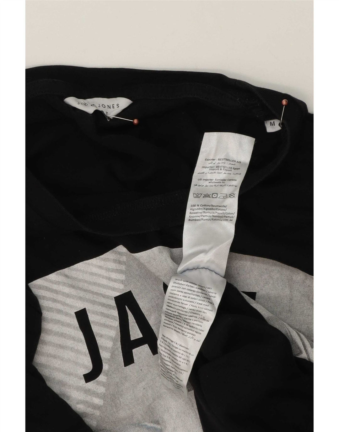 Jack & Jones Herren-T-Shirt mit Grafik, mittelschwarze Baumwolle