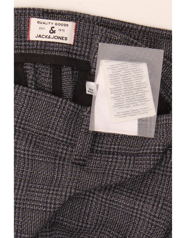 Jack & Jones Herren Marco Slim Chinohose W36 L32 grau kariertes Polyester