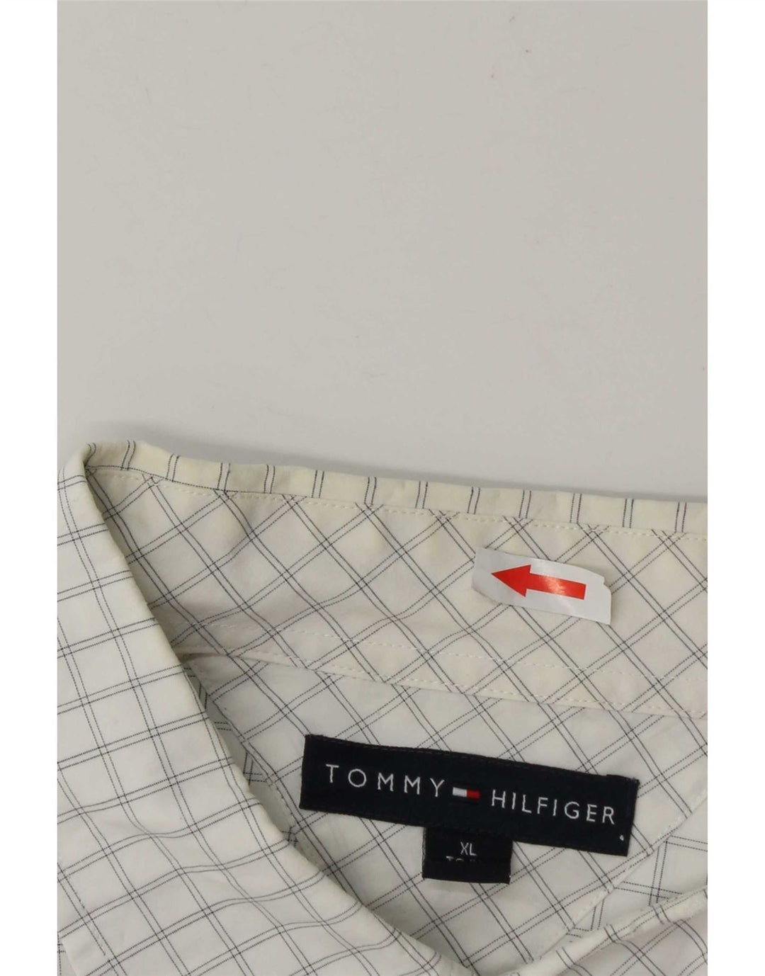 Tommy Hilfiger Herrenhemd XL weiß kariert Baumwolle