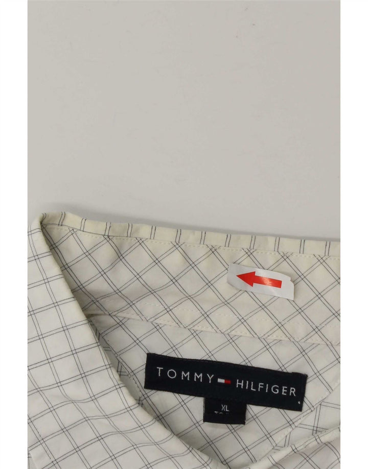 Tommy Hilfiger Herrenhemd XL weiß kariert Baumwolle