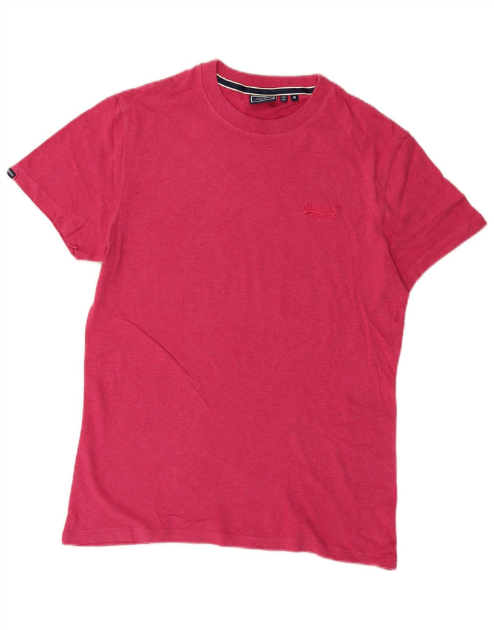 Superdry Herren T-Shirt-Oberteil aus mittelrosa gesprenkelter Baumwolle