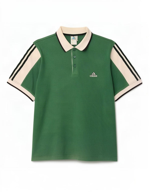 Adidas Herren Poloshirt UK 42/44 Große grüne Colourblock-Baumwolle