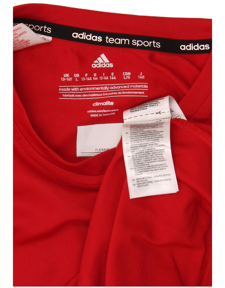 ADIDAS Jungen Climalite T-Shirt Top 13–14 Jahre, rotes Polyester