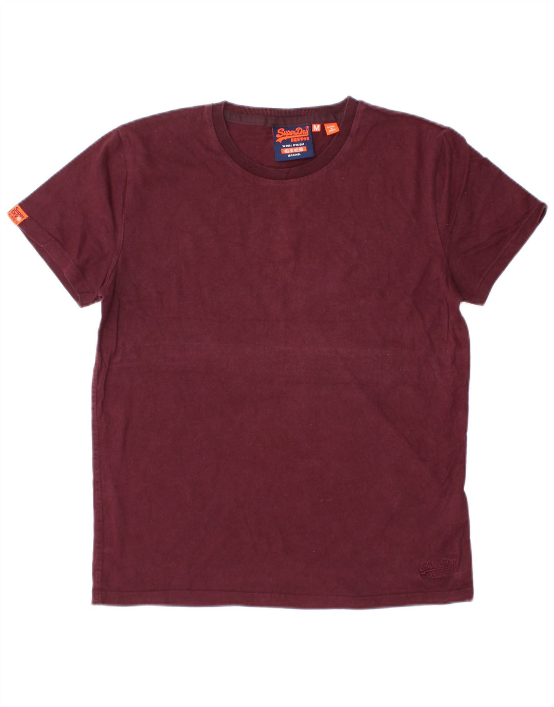 Superdry Herren T-Shirt-Oberteil aus mittlerer burgunderroter Baumwolle