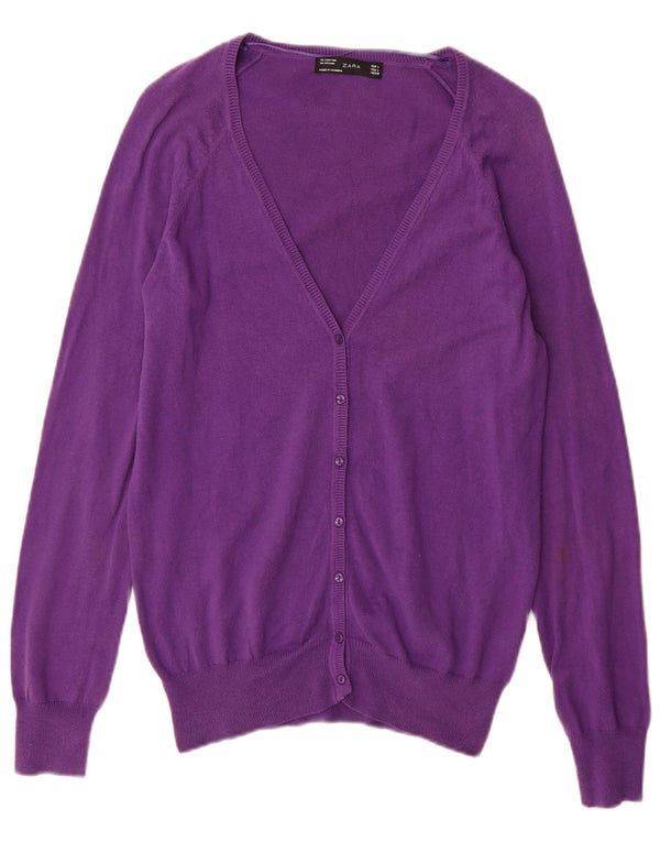Zara Damen Strickjacke UK 18 XL Lila Baumwolle