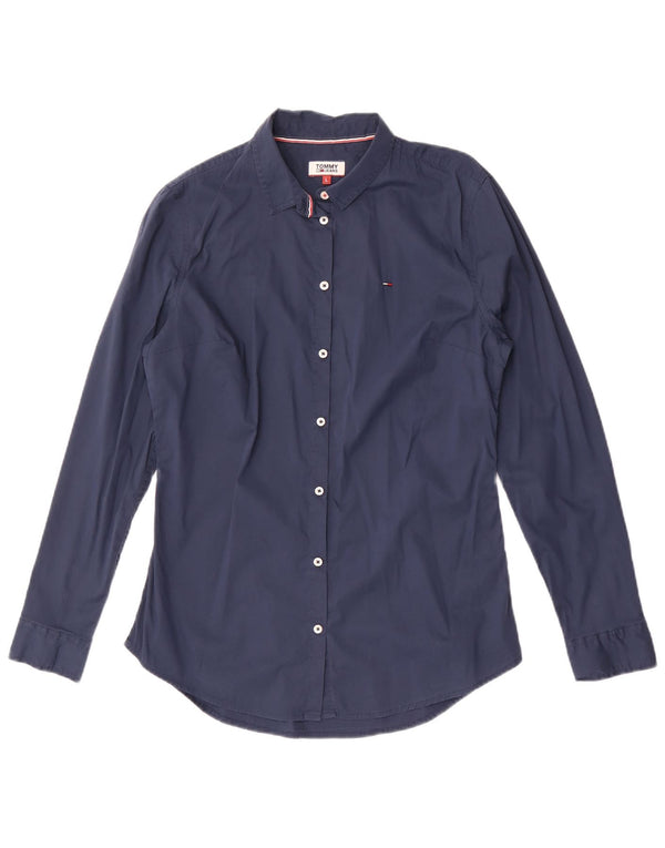 Tommy Hilfiger Damenhemd UK 14 Large Marineblau Baumwolle