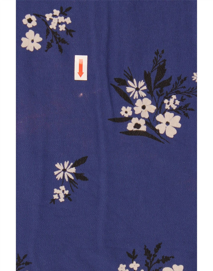Marks & Spencer Langarm-Blusenoberteil für Damen, UK 12, mittleres Marineblau mit Blumenmuster