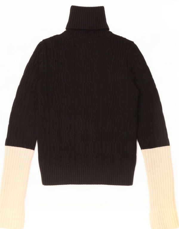 Zara Damen Crop Rollkragenpullover Pullover UK 10 Small Black Colourblock