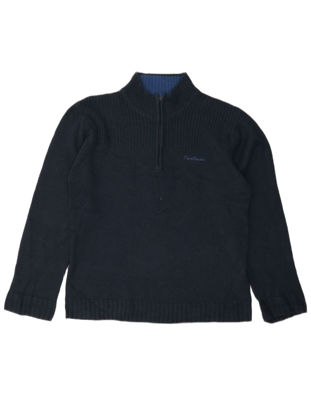 PIERRE CARDIN Herren-Pullover mit Reißverschluss am Hals, mittleres Marineblau, Acryl