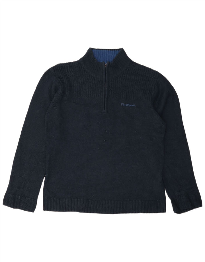 PIERRE CARDIN Herren-Pullover mit Reißverschluss am Hals, mittleres Marineblau, Acryl
