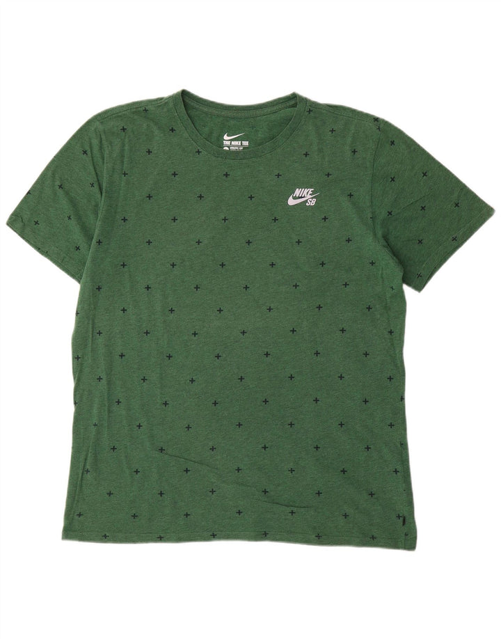 Nike Herren Athletic Cut T-Shirt mit abstraktem Muster, groß, aus grüner Baumwolle