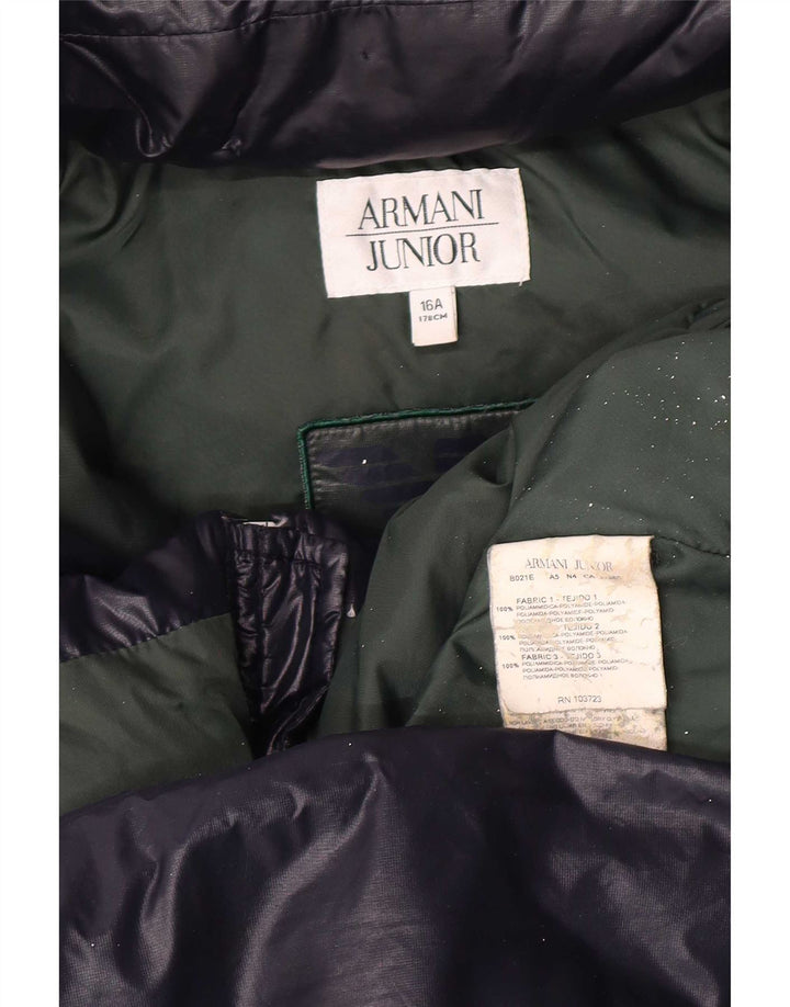 Armani Junior Boys Wattierte Jacke mit Kapuze, 15–16 Jahre, Marineblau, Farbblock