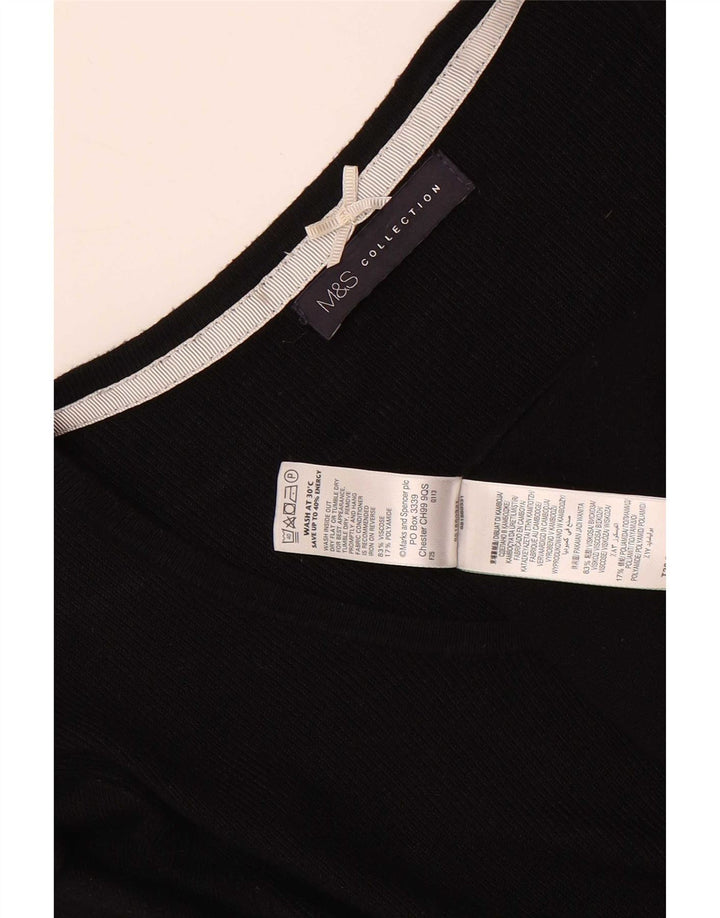 Marks & Spencer Damen-Tunika-Oberteil mit 3/4-Ärmeln, UK-Größe 44, Mittelschwarz, Viskose
