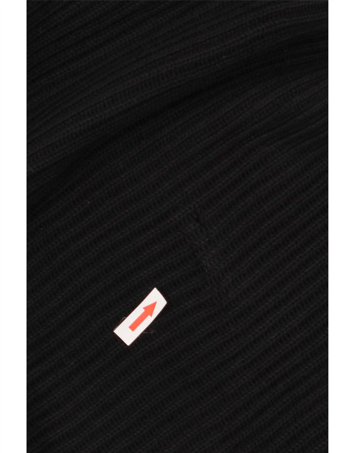 Zara Herren-Pullover mit Reißverschluss am Hals, groß, aus schwarzer Baumwolle