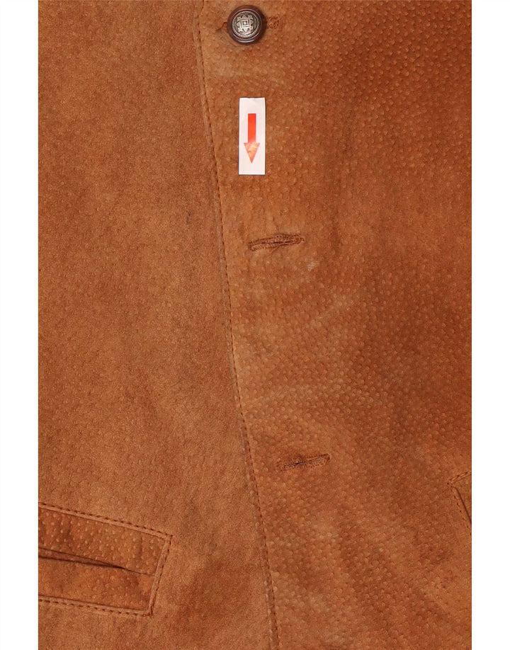 Vintage Herren Wildlederweste Mittelbraunes Leder