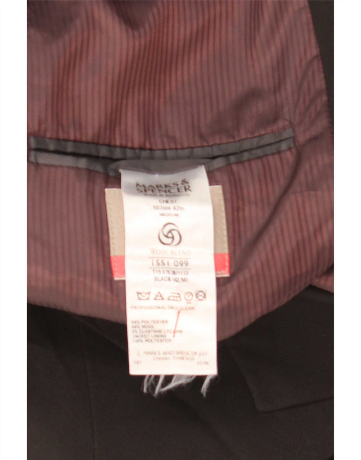 Marks & Spencer Herren-Blazer mit 3 Knöpfen, Gr. 42, Größe L, Schwarz, Polyester