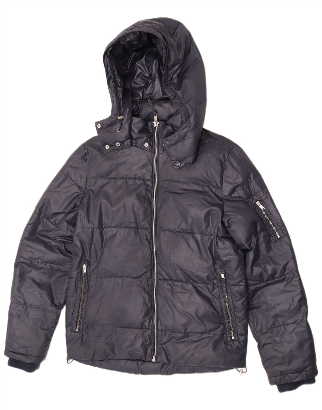 Lee Wattierte Herrenjacke mit Kapuze, UK 36, Größe S, Marineblau, Polyester