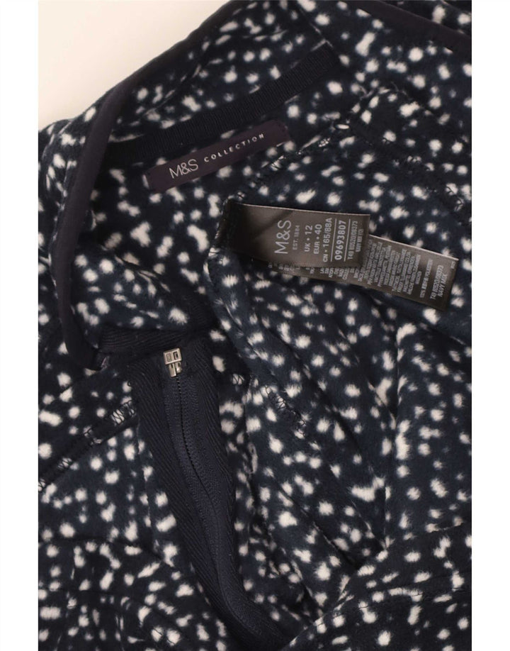 Marks & Spencer Damen Fleecejacke UK 12 Medium Navy Blue Spotted