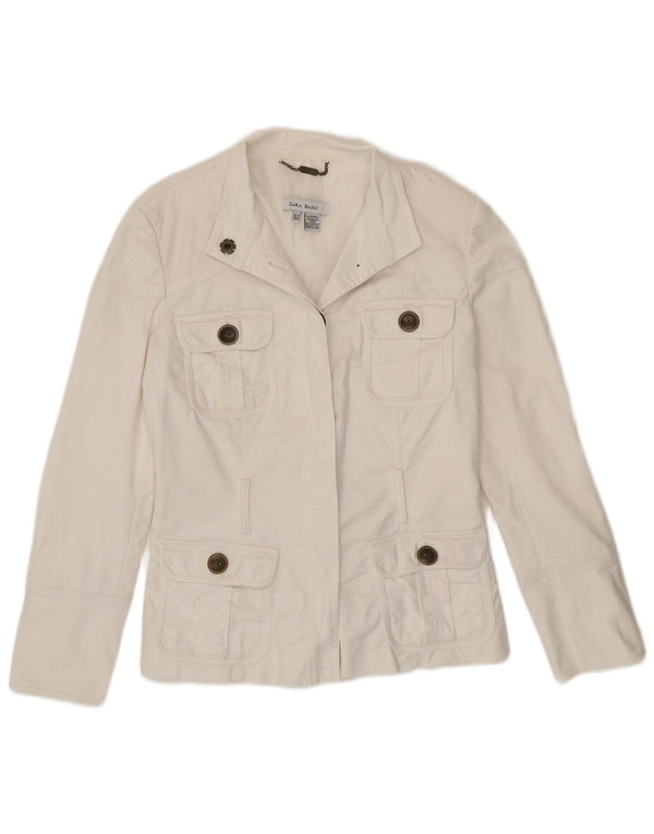 Zara Damen Utility Blazer Jacke UK 12 Mittelweiße Baumwolle