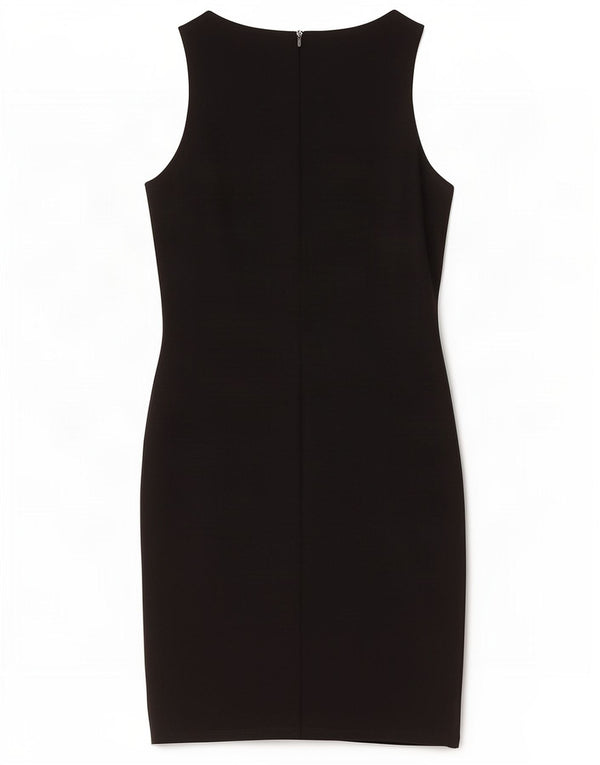Marks & Spencer Damen ärmelloses Etuikleid, Größe S, Schwarz, geometrisch