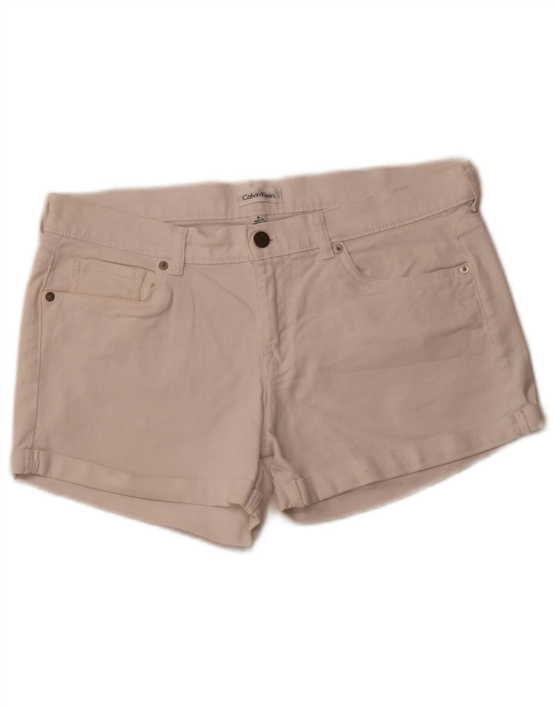 CALVIN KLEIN Damen Jeansshorts US 8 Medium W32 Weiße Baumwolle