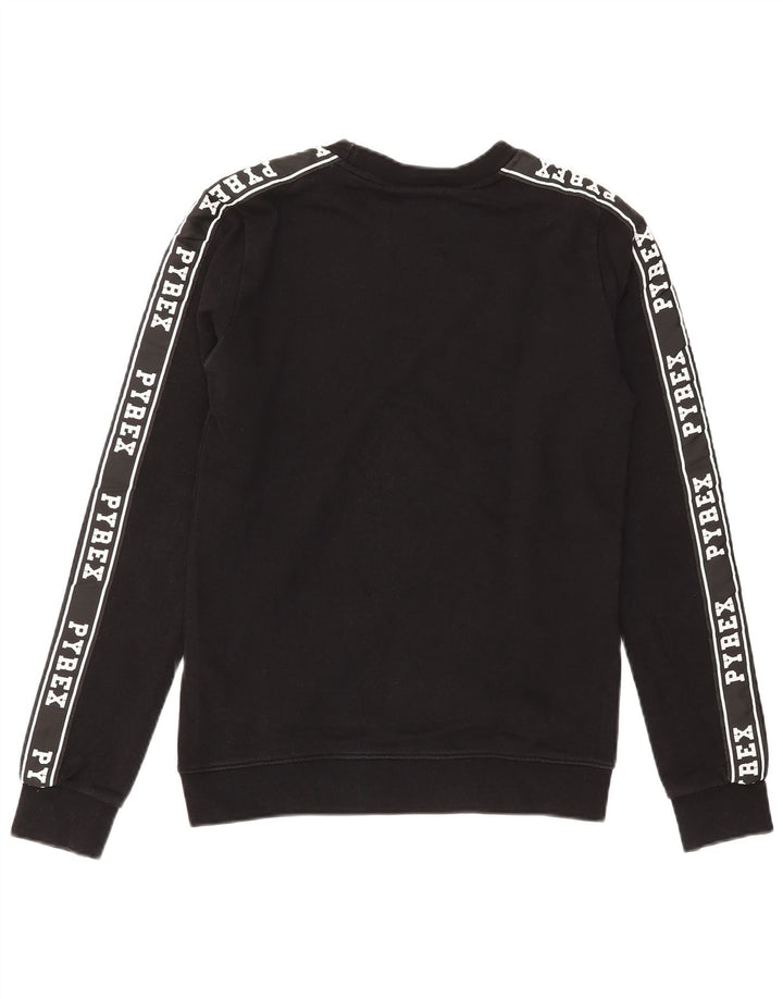 Pyrex Damen Grafik-Sweatshirt-Pullover UK 6 XS Schwarz Baumwolle